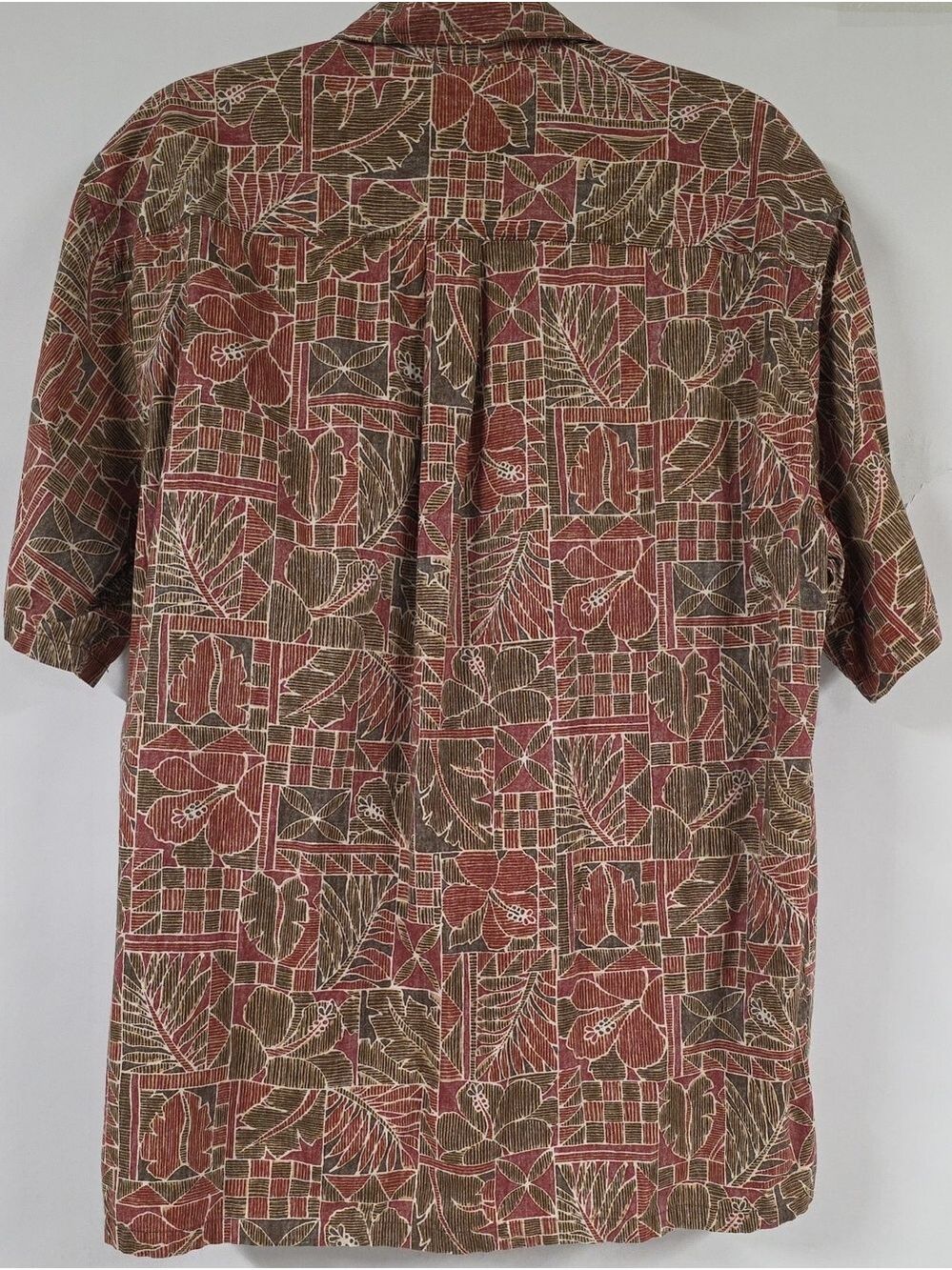 Cooke Street Honolulu Reverse Print Red & Brown Floral Geometric Shirt, Size XL - Picture 6 of 8